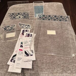 Clear Acrylic Desk Organizer Set with Patterned Inserts